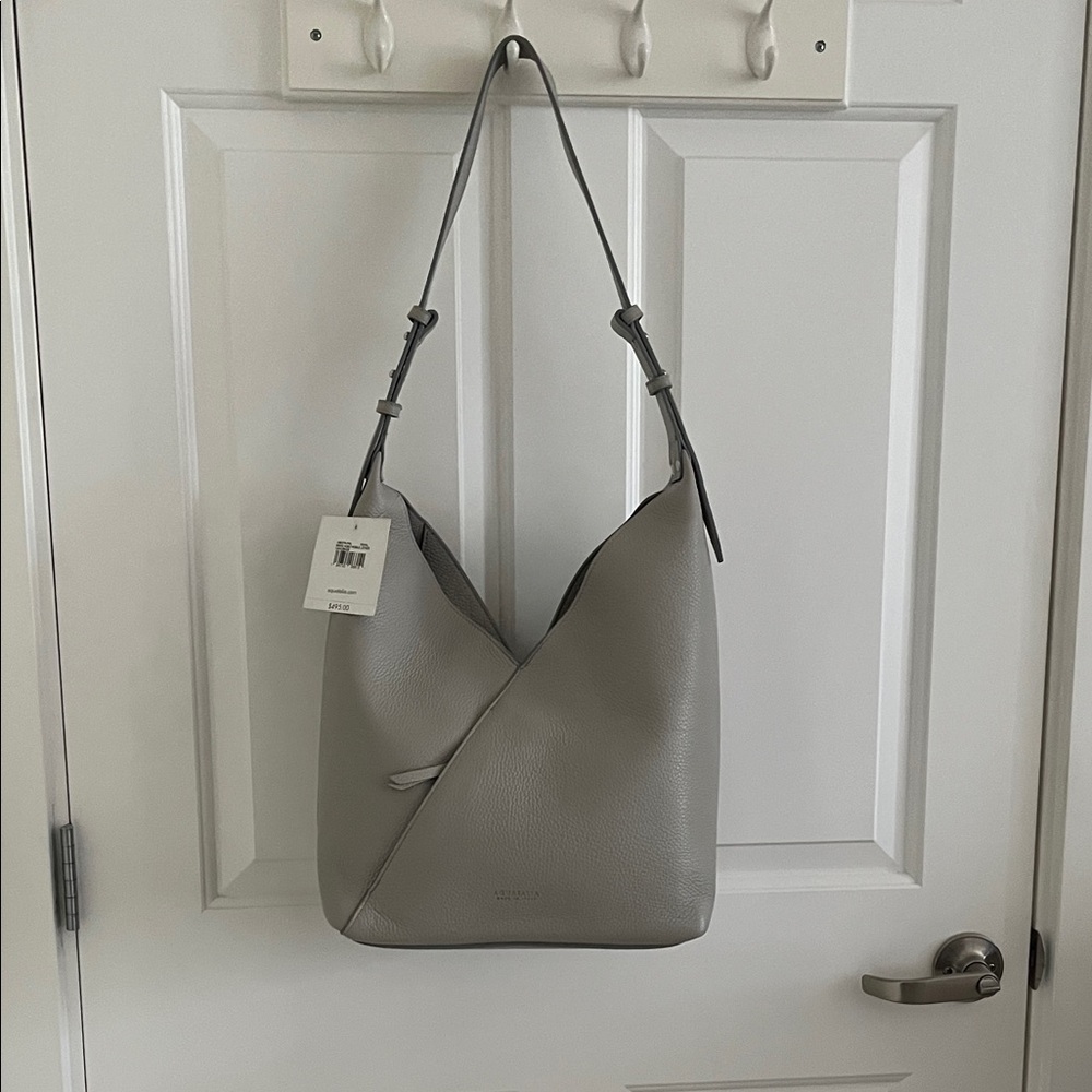 Aquatalia Rimini Leather Hobo Shoulder Bag - pearl